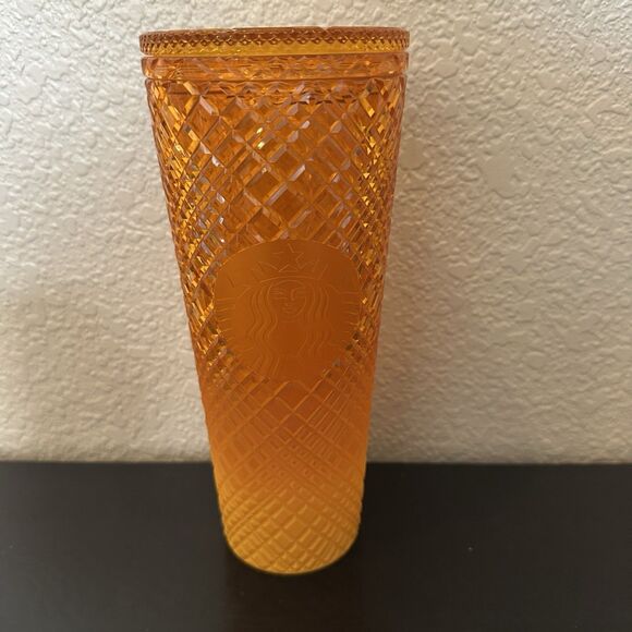 Starbucks 2022 Summer Orange Mango Ombre Jeweled Studded Tumbler 24oz Venti Cup - Picture 1 of 4